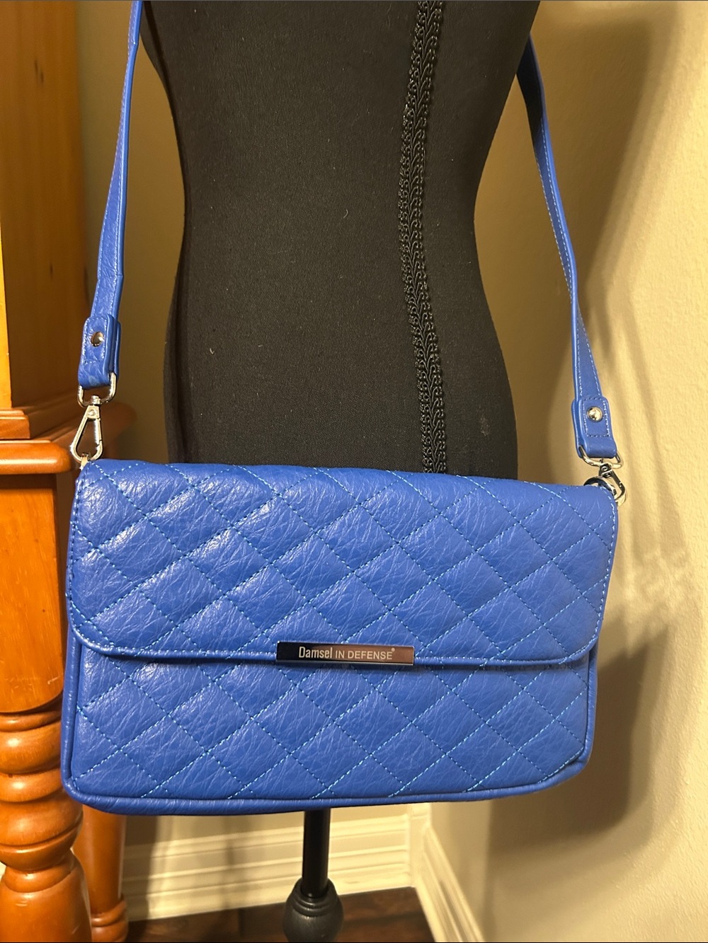 Damsel in Defense Quilted Crossbody Bag - Royal Blue